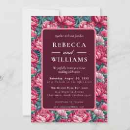 Convite Casamento de Outono de Peônias Botânicas Boho