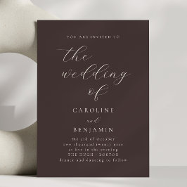 Convite Casamento de Outono Elegante com Letra Minima Café