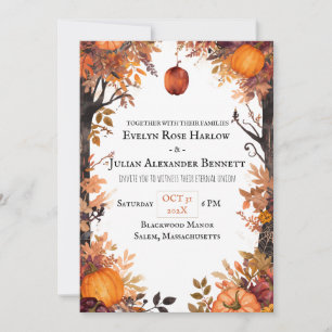 Convite Casamento de Outono Encantado de Halloween em Acrí