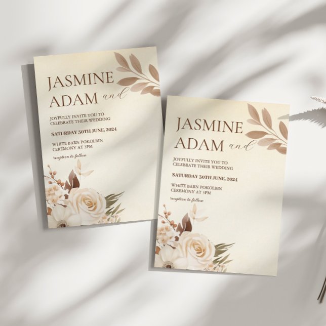 Convite Casamento de outono Floral de Boho Boho Moderno (Criador carregado)