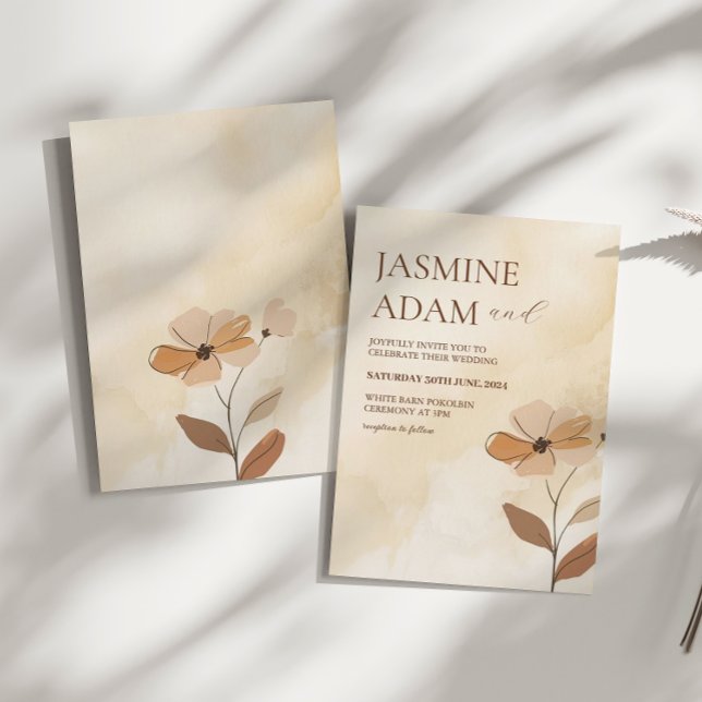 Convite Casamento de outono Floral de Boho Boho Moderno (Criador carregado)