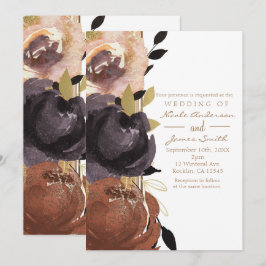 Convite Casamento de Outono Flores Glam Ousadas Floral Mod