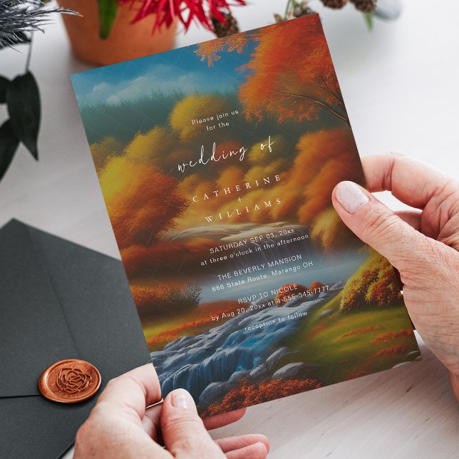 Convite Casamento de Outono na Floresta Encantada (Zazzle Romantic Reverie_ Magical Fall Forest Wedding Invitation)