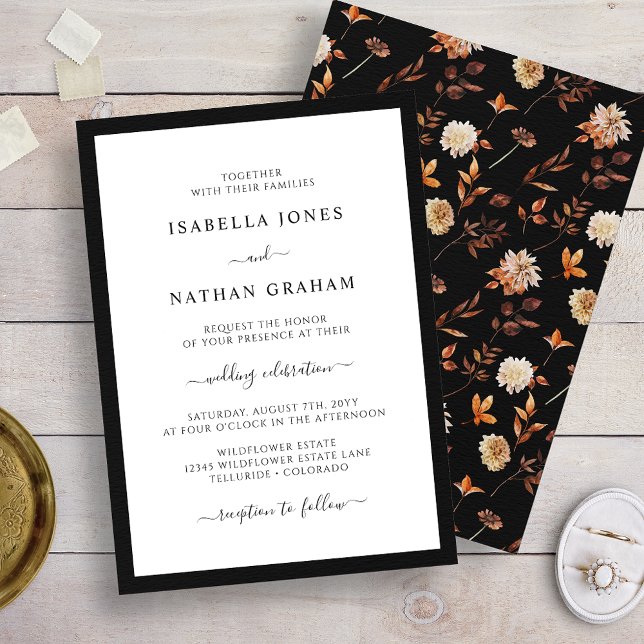 Convite Casamento de Outono Preto (Black Autumn Wedding Invitation
)