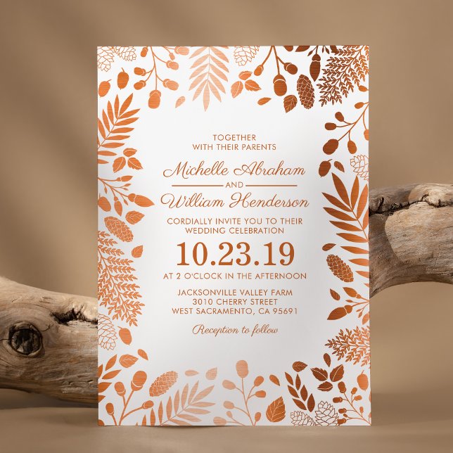 Convite Casamento de outono Rustic Fall Woodland (Criador carregado)