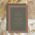 Convite Casamento de outono verde de Moss Na moda Rust Ele<br><div class="desc">Elegante e na moda,  terracota quente e romântica e convite de casamento verde de sábio escuro para outono/outono ou casamentos no inverno. Entre em contato conosco para obter ajuda sobre a personalização ou produtos correspondentes.</div>