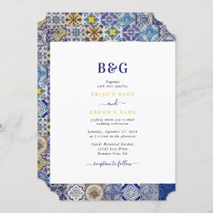 Convite Casamento de Padrão de Azulejos Portugueses do Med