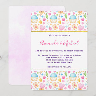 Convite Casamento de Padrão de Coração e Amor