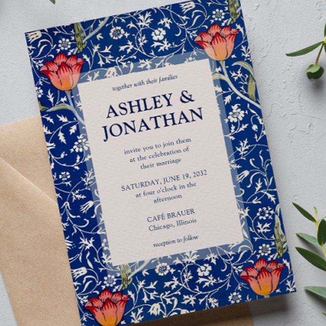 Convite Casamento de Padrão do Elegante William Morris (Criador carregado)