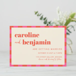 Convite Casamento de padrão do quadro de controle cor-de-r