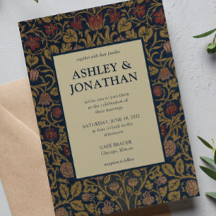 Convite Casamento de Padrão Elegante Morris Violet & Colum