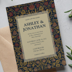 Convite Casamento de Padrão Elegante Morris Violet & Colum