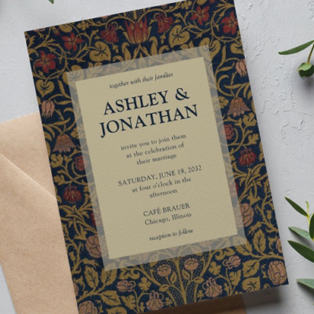 Convite Casamento de Padrão Elegante Morris Violet & Colum (Criador carregado)