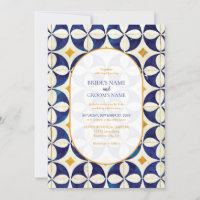 Casamento de Padrão Português Azul e Amarelo