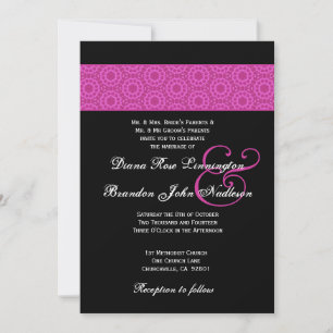Convite Casamento de padrão rosa e preto