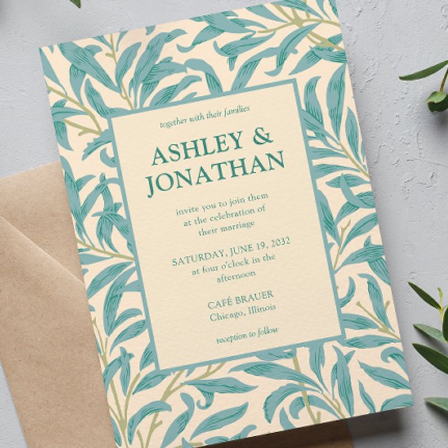 Convite Casamento de Padrão Selvagem de William Morris (Criador carregado)