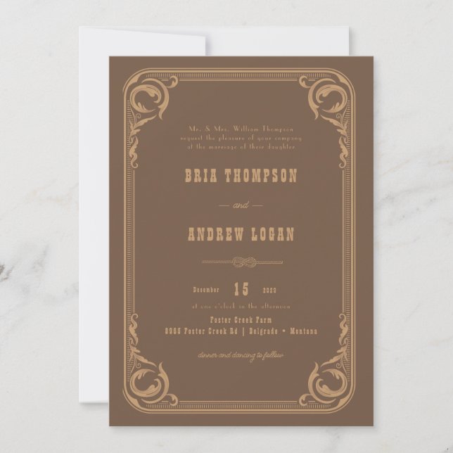 Convite Casamento de País Elegante (Frente)