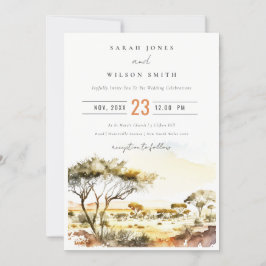 Convite Casamento de Paisagem Africana com Muted Earth Wat