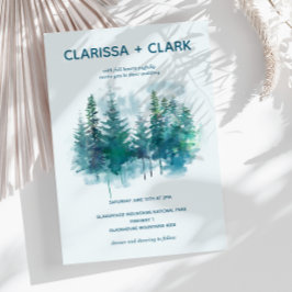 Convite Casamento de Paisagem de Forrest com Aquarela Mode