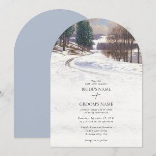 Convite Casamento de Paisagem de Inverno de Aquarela