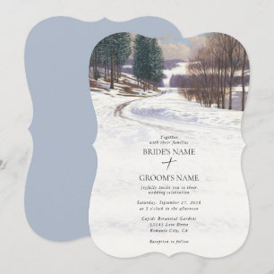 Convite Casamento de Paisagem de Inverno de Aquarela
