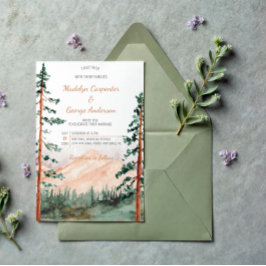Convite Casamento de Paisagem Rustic Luxe Mountain Trees |