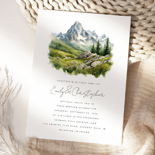 Convite Casamento de Paisagem Rustica de Cores Aquáticas