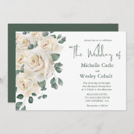 Convite Casamento de paisagens branco e Rosa verde minimal