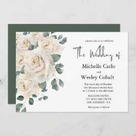 Convite Casamento de paisagens branco e Rosa verde minimal