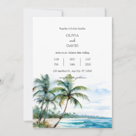 Convite Casamento de Palm de praia tropical