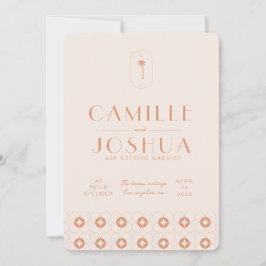 Convite Casamento de Palm primavera retro