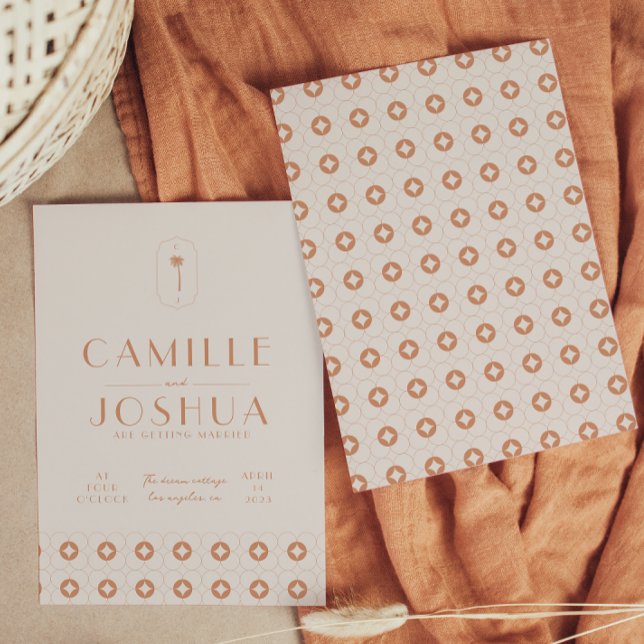 Convite Casamento de Palm primavera retro (Criador carregado)