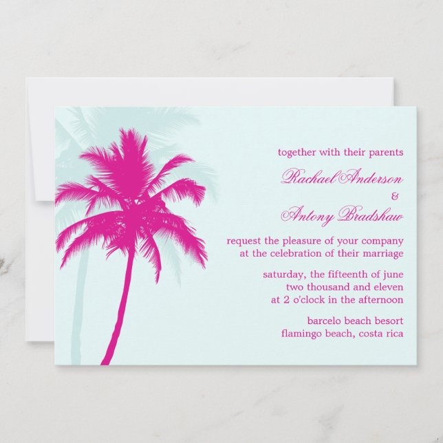 Convite Casamento de Palm Trees (Frente)