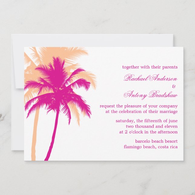 Convite Casamento de Palm Trees (Frente)