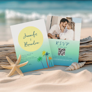 Convite Casamento de Palm Trees Tropical Island Beach