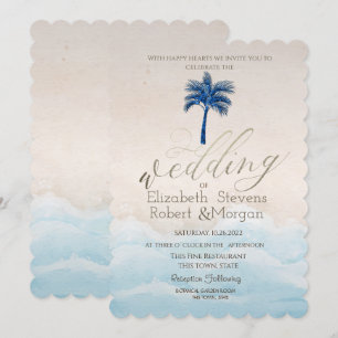 Convite Casamento de Palma Brilhante na Praia Tropical