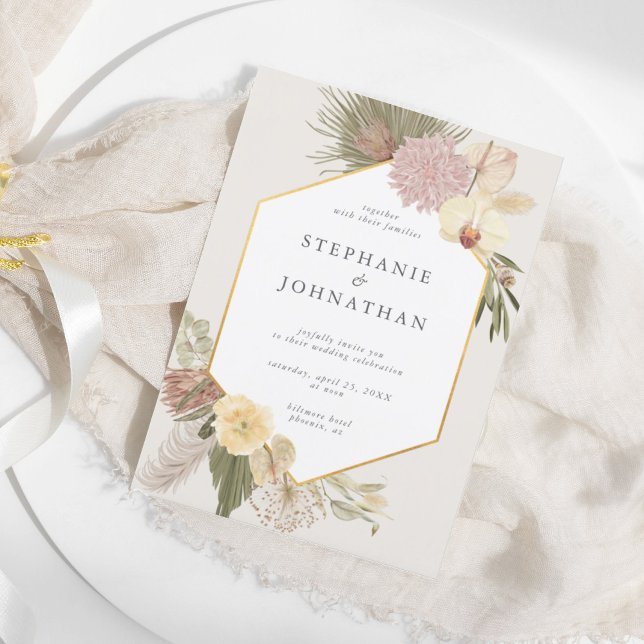 Convite Casamento de Palma da Orquídea de Boca-Nata de Pam (Criador carregado)