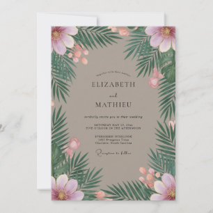 Convite Casamento de Palma Tropical de Eucalipto Taupe