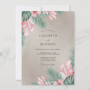 Convite Casamento de Palma Tropical Taupe Eucalipto Silenc