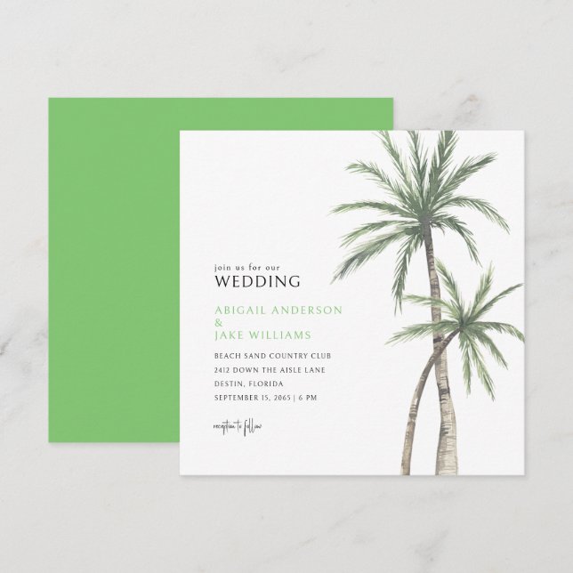Convite Casamento de Palmeira Verde Lima (Frente/Verso)