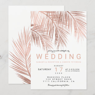 Convite Casamento de palmeiras tropicais de ouro rosa