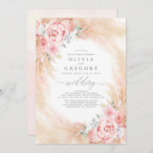 Casamento De Pampas De Grama De Flores Rosa Escamu