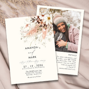 Convite Casamento de Pampas Grass Boho Wildflower Elegante