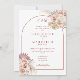 Convite Casamento de Pampas Grass Terracotta Arch Monogram
