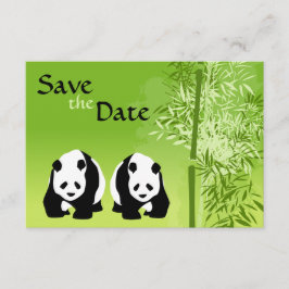 Convite Casamento de Panda Bears e Bamboo Salvem a Data