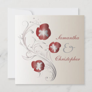 Convite Casamento de Pansy Vermelho e Prata