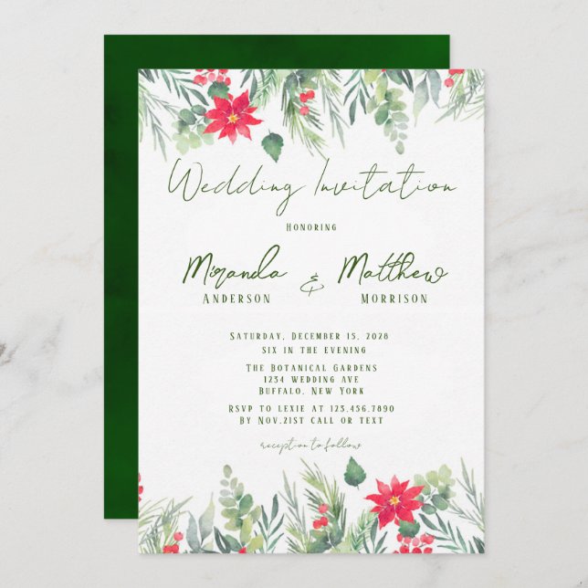 Convite Casamento de Pão de Água de Natal (Frente/Verso)