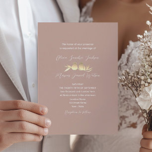 Convite Casamento de Papagaios Amorosos em Dourado Rosado