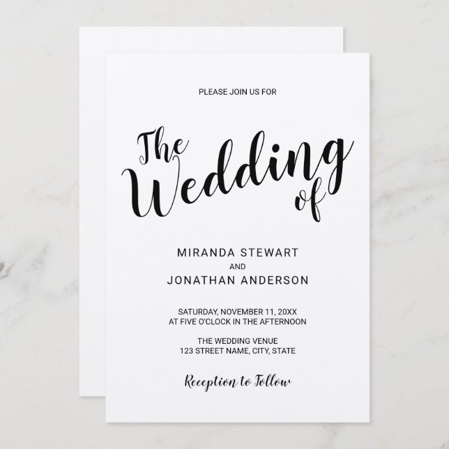Convite Casamento de Papel Kraft com Script Moderno (Frente/Verso)