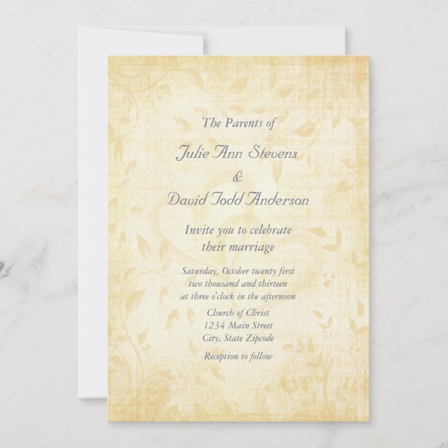 Convite Casamento de Papel Vintage Aged (Frente)